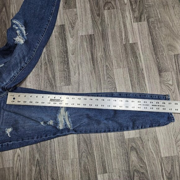 Old Navy Jeans Womens 2 Blue O.G. Straight High Rise Distressed Denim Jeans - Picture 8 of 10